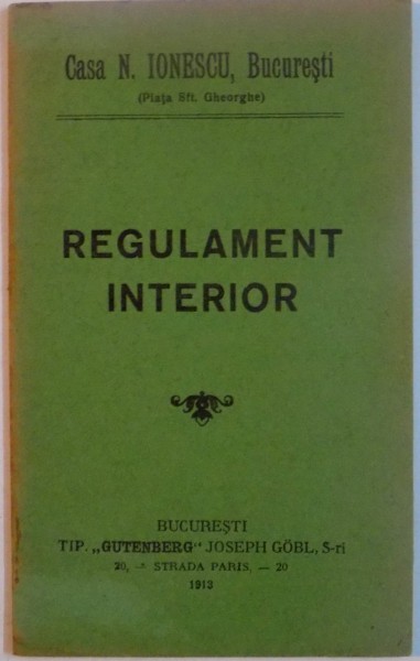 REGULAMENT INTERIOR , 1913
