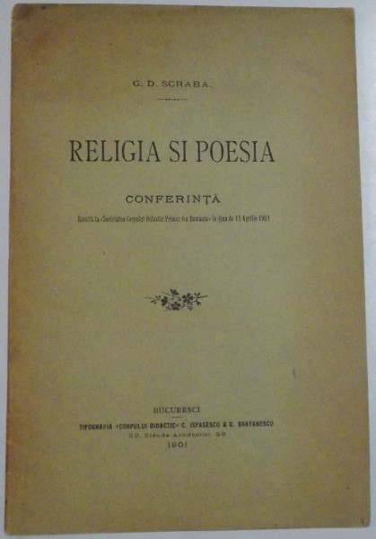 RELIGIA SI POESIA. CONFERINTA de G.D. SCRABA  1901