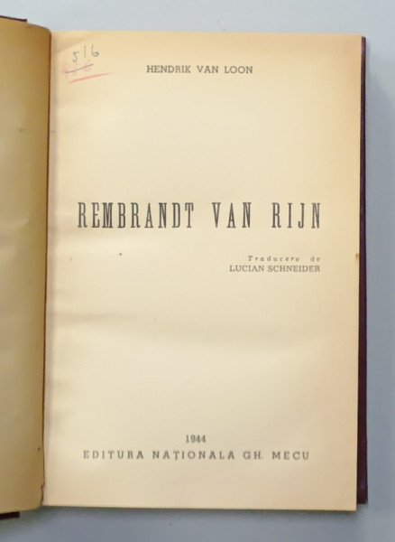 REMBRANDT VAN RIJN de HENDRIK VAN LOON , 1944