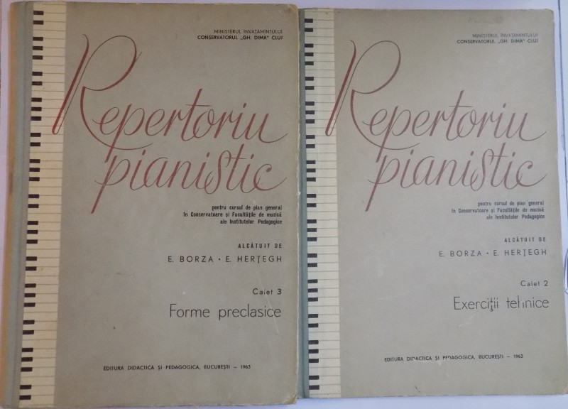 REPERTORIU PIANISTIC de E. BORZA , E. HERTEGH , CAIETUL 2 SI 3 , 1963
