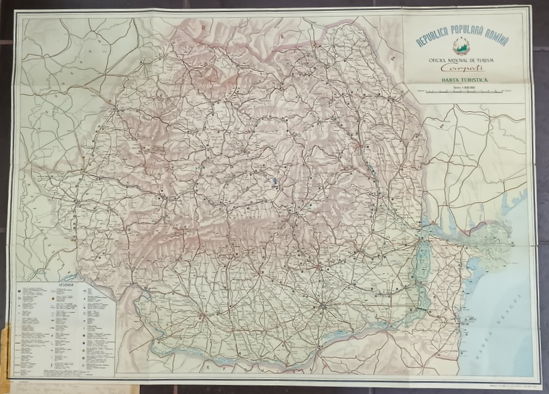 REPUBLICA POPULARA ROMANA , HARTA TURISTICA , OFICIUL NATIONAL DE TURISM ' CARPATI ' , 1960