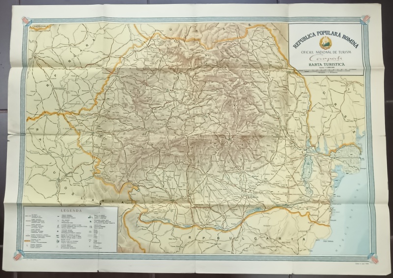 REPUBLICA POPULARA ROMANA , HARTA TURISTICA , O.N.T. CARPATI , 1958