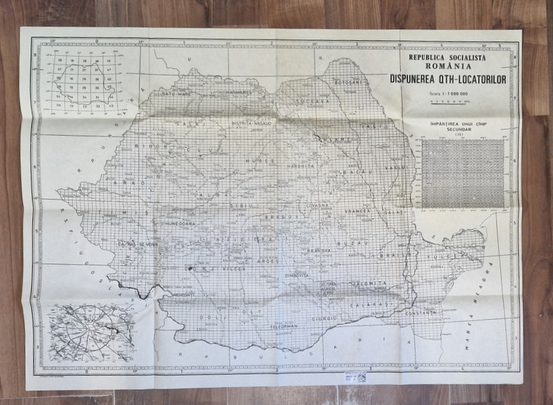REPUBLICA SOCIALISTA ROMANIA , DISPUNEREA QTH - LOCATORILOR , HARTA , SCARA 1 / 1.000.000 , ANII  '80