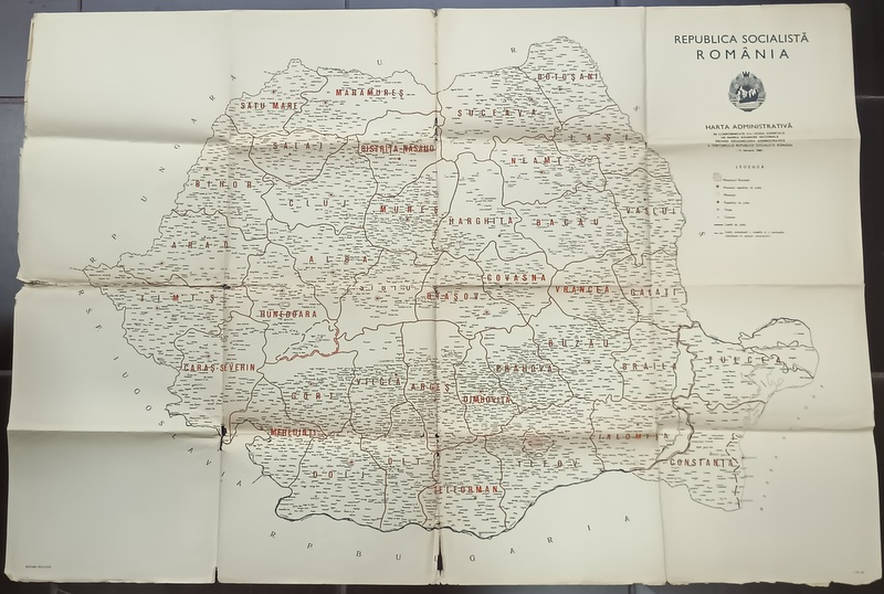REPUBLICA SOCIALISTA ROMANIA , HARTA ADMINISTRATIVA , 1968