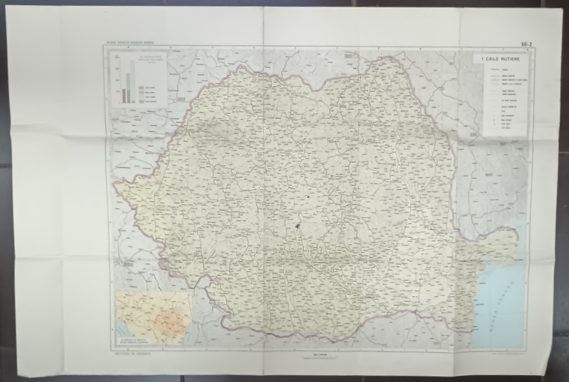 REPUBLICA SOCIALISTA ROMANIA , HARTA  CAILOR RUTIERE , 1975