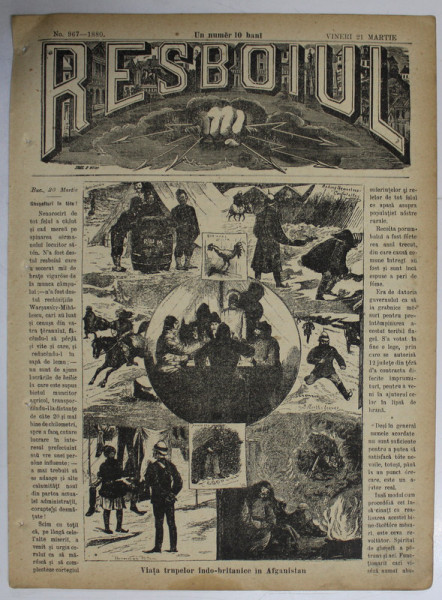 RESBOIUL  - ZIAR CU APARITIE ZILNICA , IN BUCURESTI , NR. 967   ,VINERI , 21 MARTIE , 1880 , PREZINTA PETE