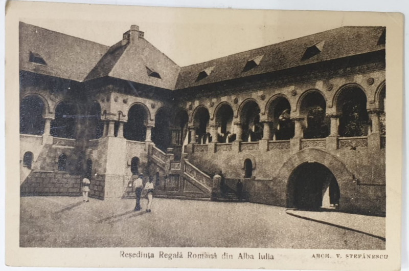 RESEDINTA REGALA ROMANA DIN ALBA IULIA de ARH. V. STEFANESCU , CARTE POSTALA , INCEPUTUL SEC. XX
