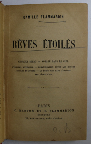 REVES ETOILES par CAMILLE FLAMMARION , 1888