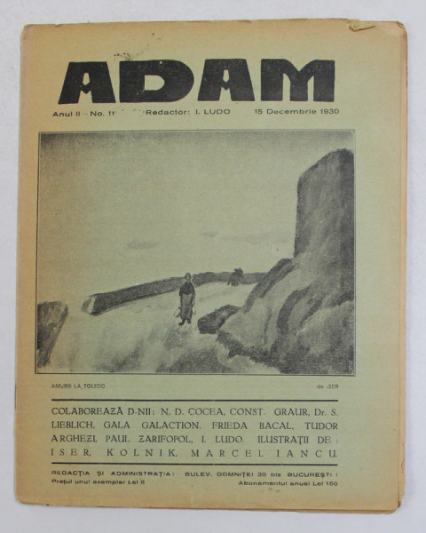 REVISTA ADAM , ANUL II , NO. 11 , 15 DECEMBRIE 1930