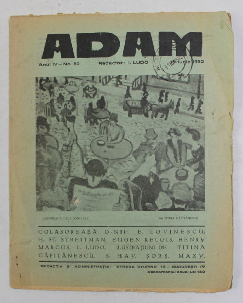 REVISTA ADAM , ANUL IV , NO. 50 , 15 IUNIE 1932