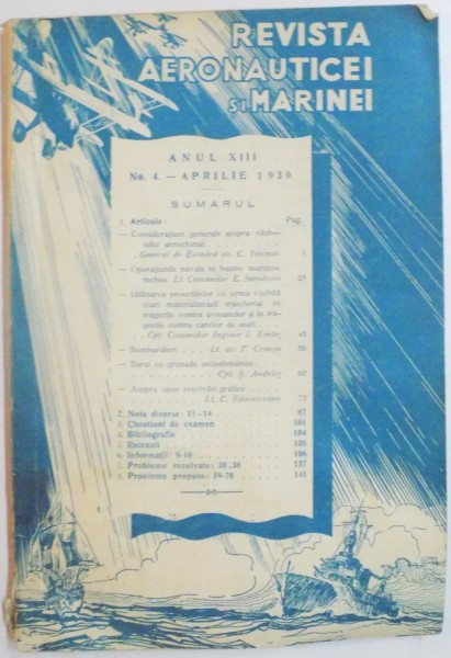 REVISTA AERONAUTICEI SI MARINEI , ANUL XIII , NR.4 APRILIE 1939