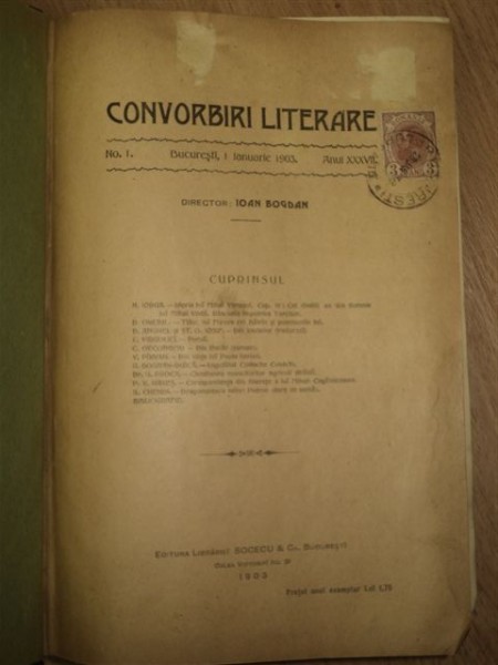 Revista Convorbiri Literare, Anul XXXVI, 1903
