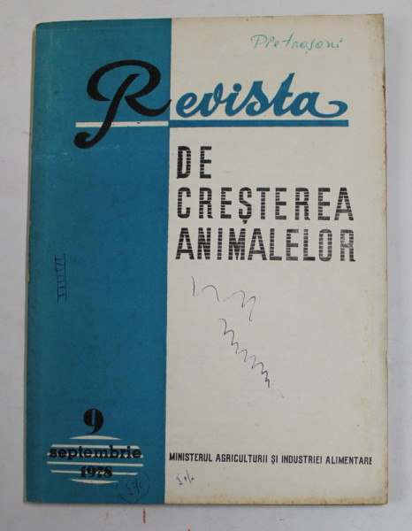 REVISTA DE CRESTEREA ANIMALELOR , NR. 9 SEPTEMBRIE  , 1978