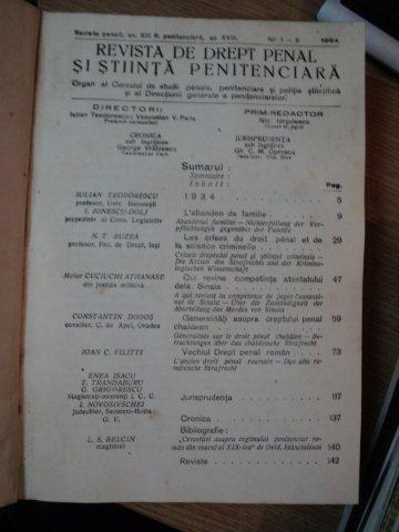REVISTA DE DREPT PENAL SI STIINTA PENITENCIARA, AN. XIII / XVIII , NR.1-3 1934