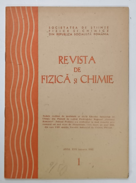 REVISTA DE FIZICA si CHIMIE , NR.1 , 1980