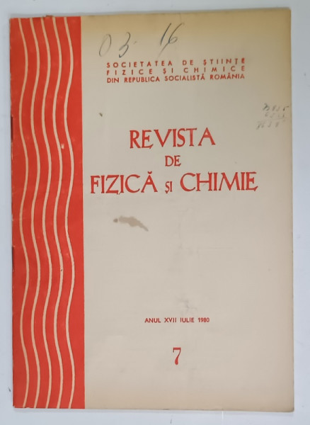 REVISTA DE FIZICA si CHIMIE , NR.7 , 1980