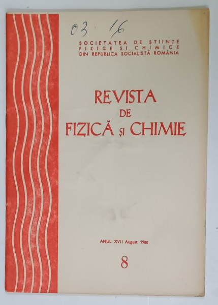 REVISTA DE FIZICA si CHIMIE , NR.8 , 1980
