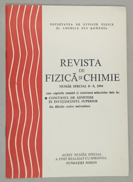 REVISTA DE FIZICA si CHIMIE , NUMAR SPECIAL 8-9 , 1994