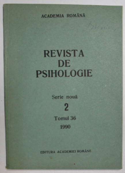 REVISTA DE PSIHOLOGIE , SERIE NOUA , TOMUL 36  , NR. 2 , 1990