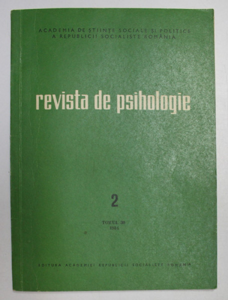 REVISTA DE PSIHOLOGIE , TOMUL 30  , NR. 2 , 1984