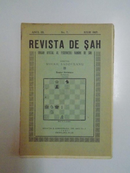 REVISTA DE SAH, ANUL III, IULIE 1927, NR 7