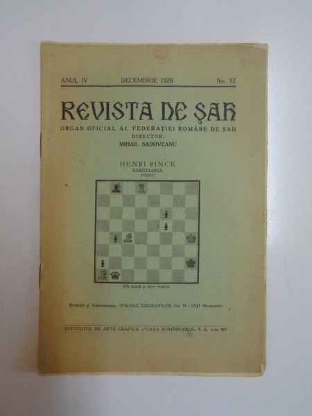 REVISTA DE SAH, ANUL IV, DECEMBRIE 1928, NR 12