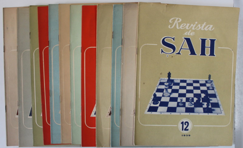 REVISTA DE SAH , ORGAN AL FEDERATIEI ROMANE DE SAH , ANUL X  , COMPLET , SET DE 12 NUMERE SUCCESIVE , IANUARIE - DECEMBRIE , 1959