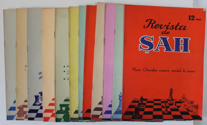 REVISTA DE SAH , ORGAN AL FEDERATIEI ROMANE DE SAH , ANUL XII, COMPLET , SET DE 12 NUMERE SUCCESIVE , IANUARIE - DECEMBRIE , 1963