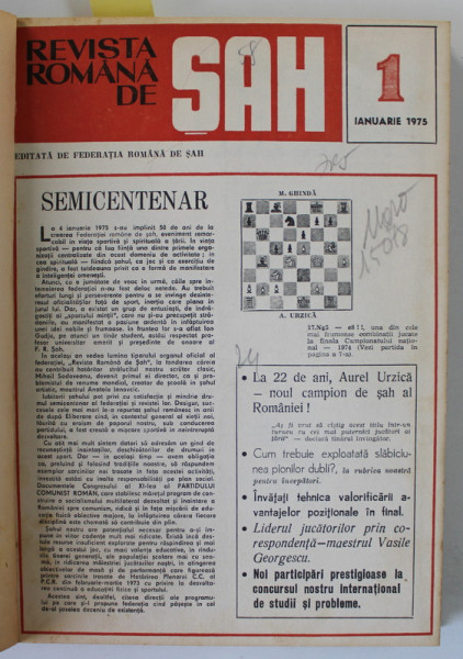 REVISTA DE SAH , ORGAN AL FEDERATIEI ROMANE DE SAH ,  COLEGAT DE 24  NUMERE SUCCESIVE , IANUARIE 1975 - DECEMBRIE 1976
