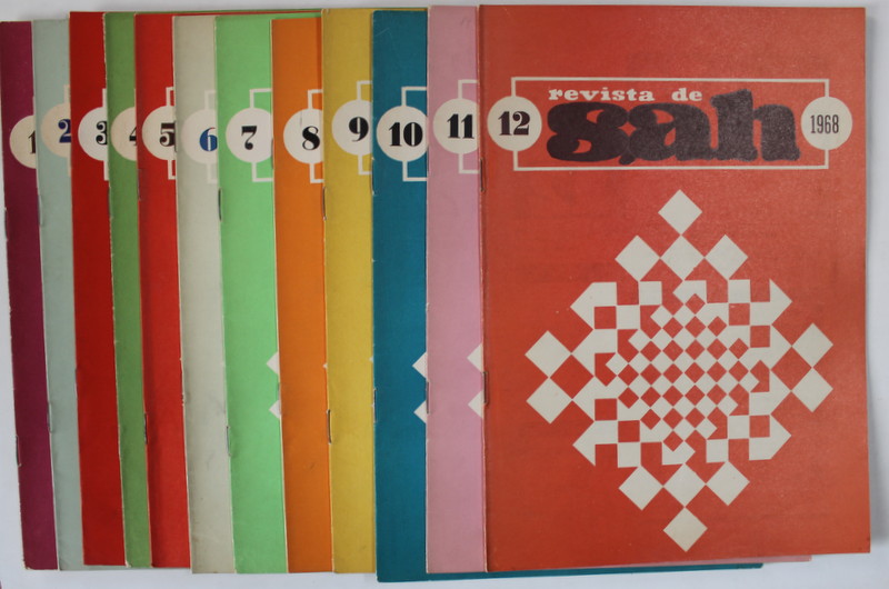 REVISTA DE SAH , ORGAN AL FEDERATIEI ROMANE DE SAH ,  SET DE 12 NUMERE SUCCESIVE , IANUARIE - DECEMBRIE , 1968