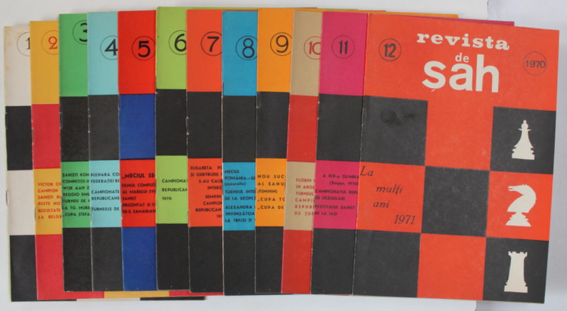 REVISTA DE SAH , ORGAN AL FEDERATIEI ROMANE DE SAH , SET DE 12 NUMERE SUCCESIVE , IANUARIE - DECEMBRIE , 1970