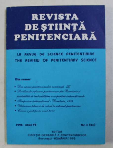 REVISTA DE STIINTA PENITENCIARA , ANUL VI , NR . 1 / 21 , 1995