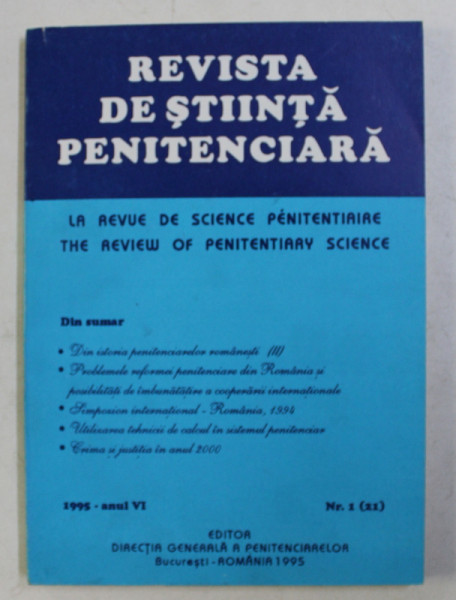 REVISTA DE STIINTA PENITENCIARA , ANUL VI , NR . 1 / 21 , 1995