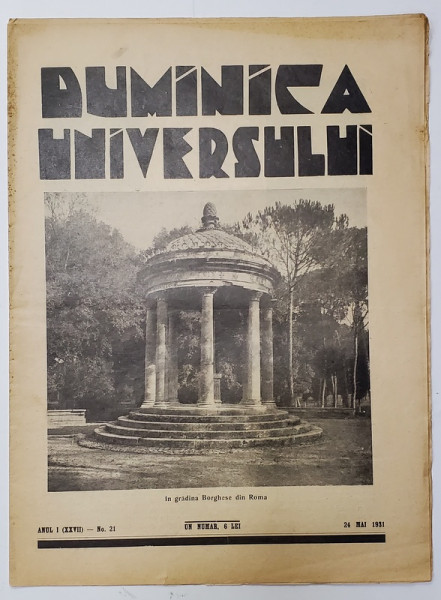 REVISTA 'DUMINICA UNIVERSULUI', ANUL I (XXVII) - No. 21, 24 MAI 1931