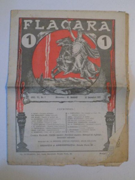 REVISTA FLACARA , ANUL VII , NR. 1 , 10 DECEMBRIE 1921