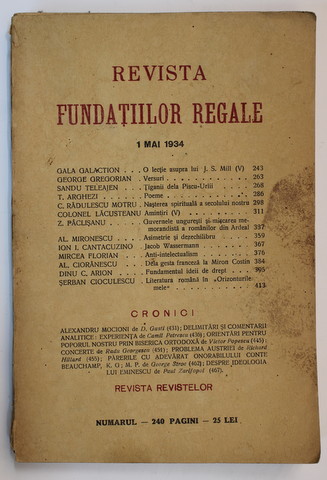 REVISTA FUNDATIILOR REGALE , ANUL I , NR. 5 ,1 MAI  , 1934