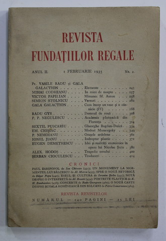 REVISTA FUNDATIILOR REGALE , ANUL II , NR. 2 , 1 FEBRUARIE , 1935