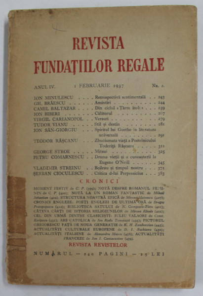 REVISTA FUNDATIILOR REGALE , ANUL IV , NR. 2 , 1 FEBRUARIE 1937