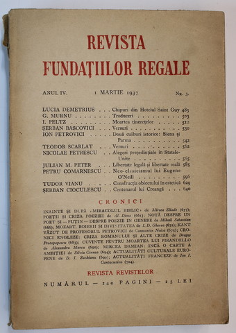 REVISTA FUNDATIILOR REGALE , ANUL IV , NR. 3 , 1 MARTIE  , 1937