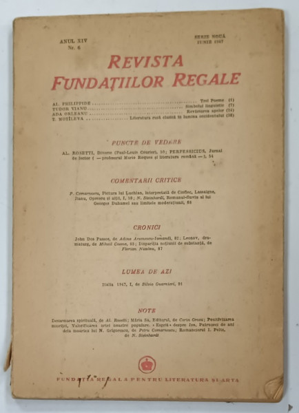 REVISTA FUNDATIILOR REGALE , NR. 6 , 1947