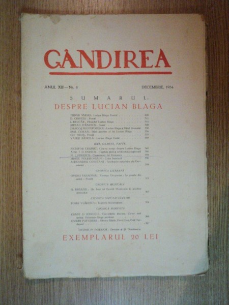 REVISTA GANDIREA ANUL XIII , NR 8 , DECEMBRIE 1934