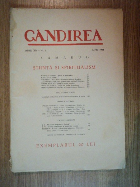 REVISTA GANDIREA ANUL XIV , NR 6 , IUNIE 1935
