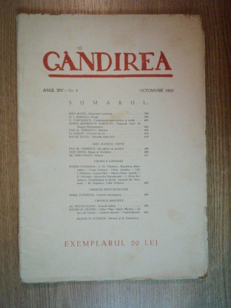 REVISTA GANDIREA ANUL XIV , NR 8 , OCTOMBRIE 1935