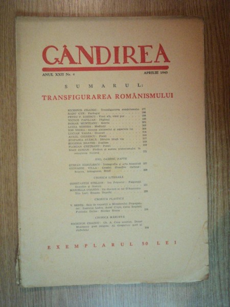 REVISTA GANDIREA ANUL XXII , NR 4 , APRILIE 1943