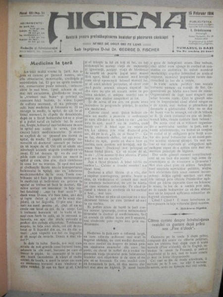 REVISTA  - HIGIENA   COLIGAT 1914-1916