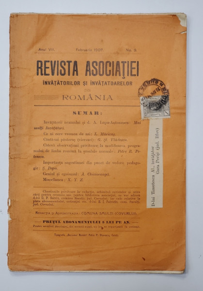 REVISTA INVATATORILOR SI INVATATOARELOR DIN ROMANIA , ANUL VII , NR. 9 , FEBRUARIE , 1907