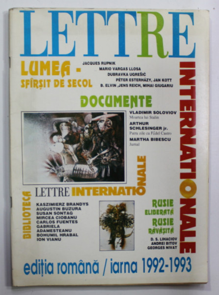 REVISTA '' LETTRE  INTERNATIONAL '', EDITIA ROMANA , IARNA 1992- 1993