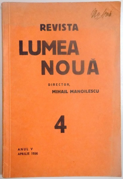 REVISTA LUMEA NOUA, NR. 4, ANUL V, APRILIE 1936