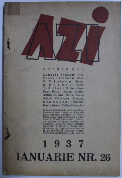 REVISTA LUNARA '' AZI '', IANUARIE 1937, NR. 26