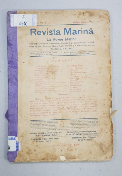 REVISTA MARINA, ANUL I, NR. 6-7, IUNIE, 1913